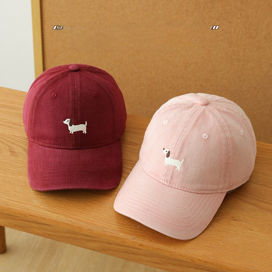 ダックスフンド刺繍のコットンキャップ さりげない可愛さ ユニセックス 全4色