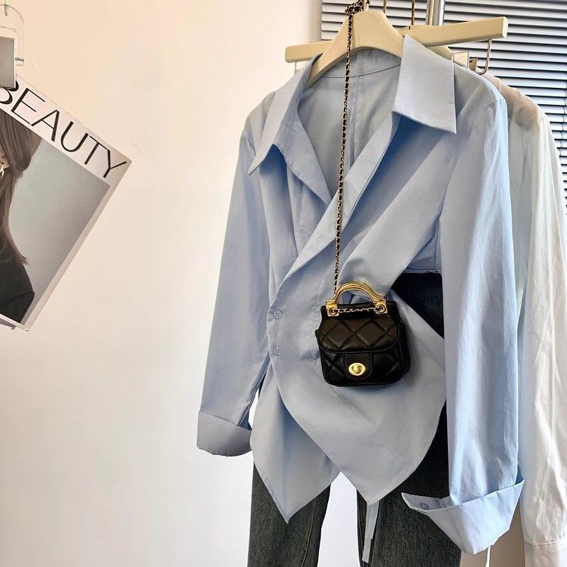 防シワ加工で毎日ラクな長袖カシュクールシャツ
